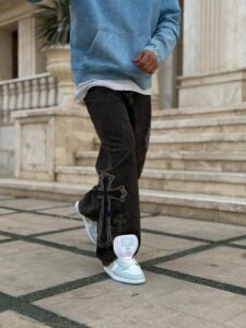 شلوار فول بگ گازوئیلی تیره کروم