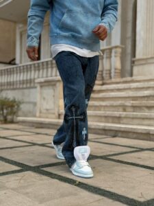 شلوار فول بگ ابی کروم